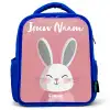 Konijn - Blosje - Stippen - Roze Kinderrugzak - Blauw middel -3d