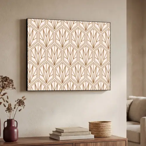 Geometrisch - Patroon - Beige Textielframe zwart klein 947 -sfeer3