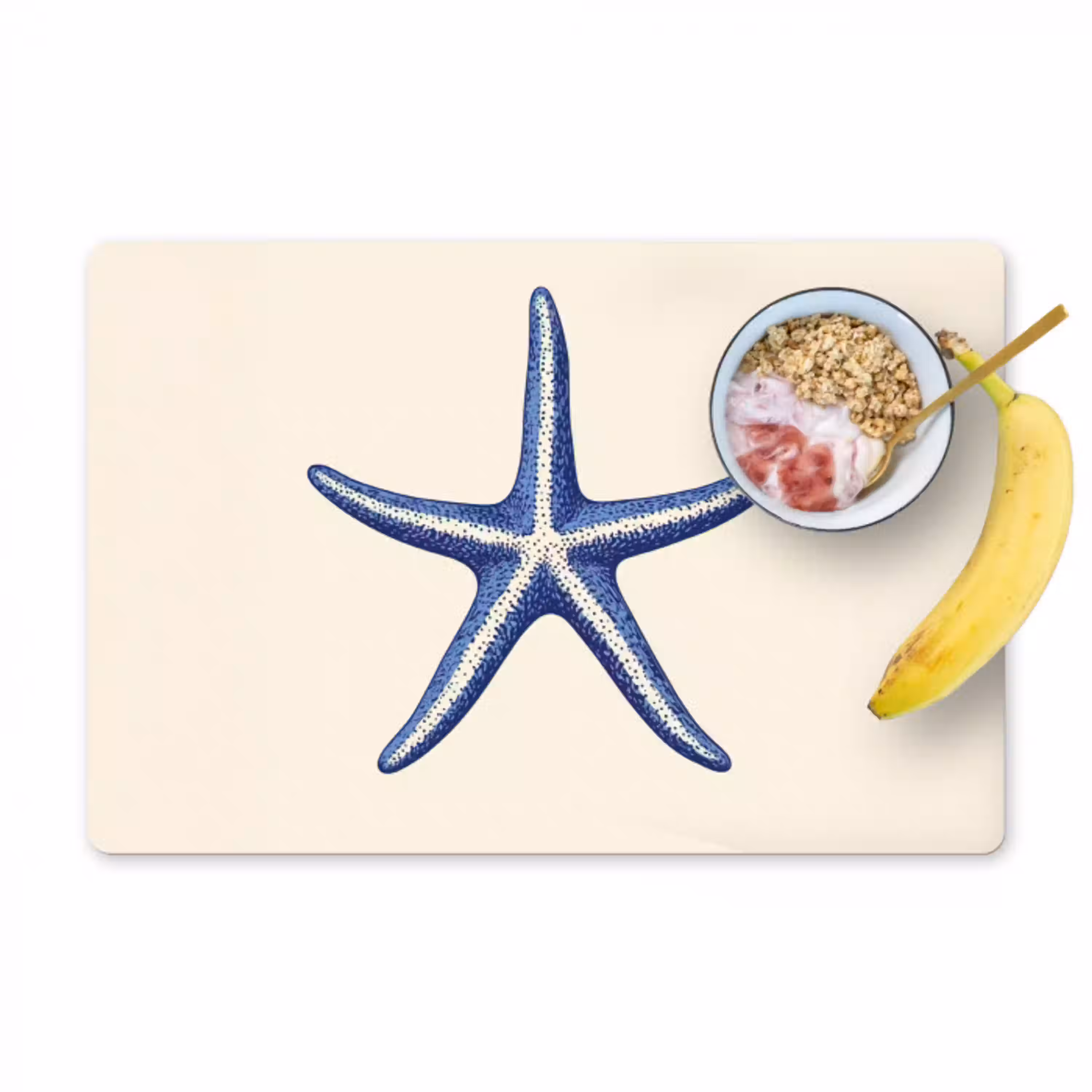 Blauwe zeester - Minimalistisch - Beige Placemat vinyl groot -zzzproduct_Kitchenyeah-website