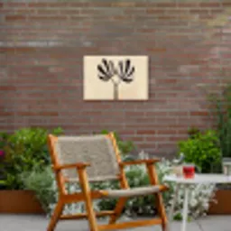 Bladeren - Gestreept - Stengel - Beige Tuinposter op houten frame 2 cm dik klein -sfeer3