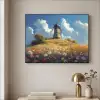 Windmolen - Heuvel - Bloemen - Kleurrijk Textielframe zwart klein -sfeer2