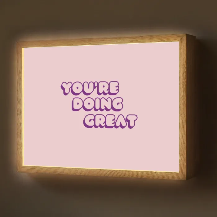 You're doing great - Roze - Bubble letters Light Box met batterij (Wandlamp) middel -z3d_website