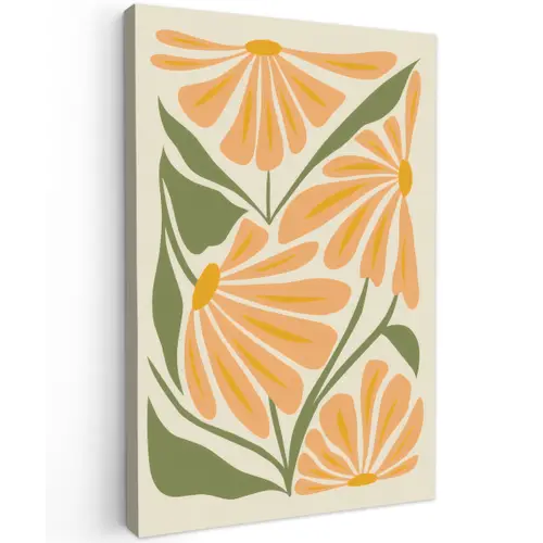 Blaadjes - Zachtoranje - Bloemen canvas 2cm klein -z3d