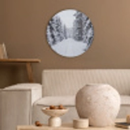 Bos - Winter - Sneeuw - Pad - Natuur Akoestische PET Vilt - Rond klein -sfeer1