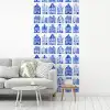 Patroon - Huizen - Blauw fotobehang vinyl groot 64 -woonkamer
