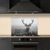 Hert - Mistig - Zwart - Wit keuken achterwand spatscherm klein -sfeer1
