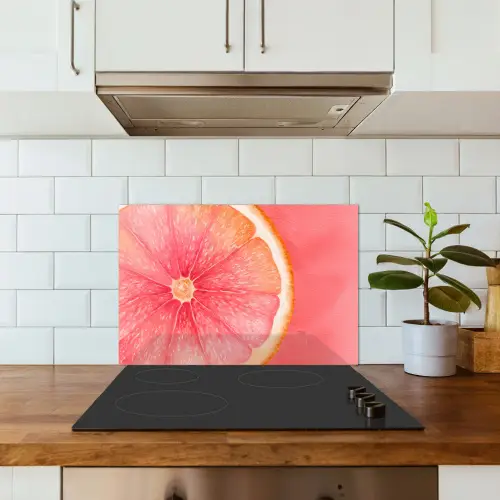 Grapefruit - Roze - Levendig keuken achterwand spatscherm klein -sfeer2