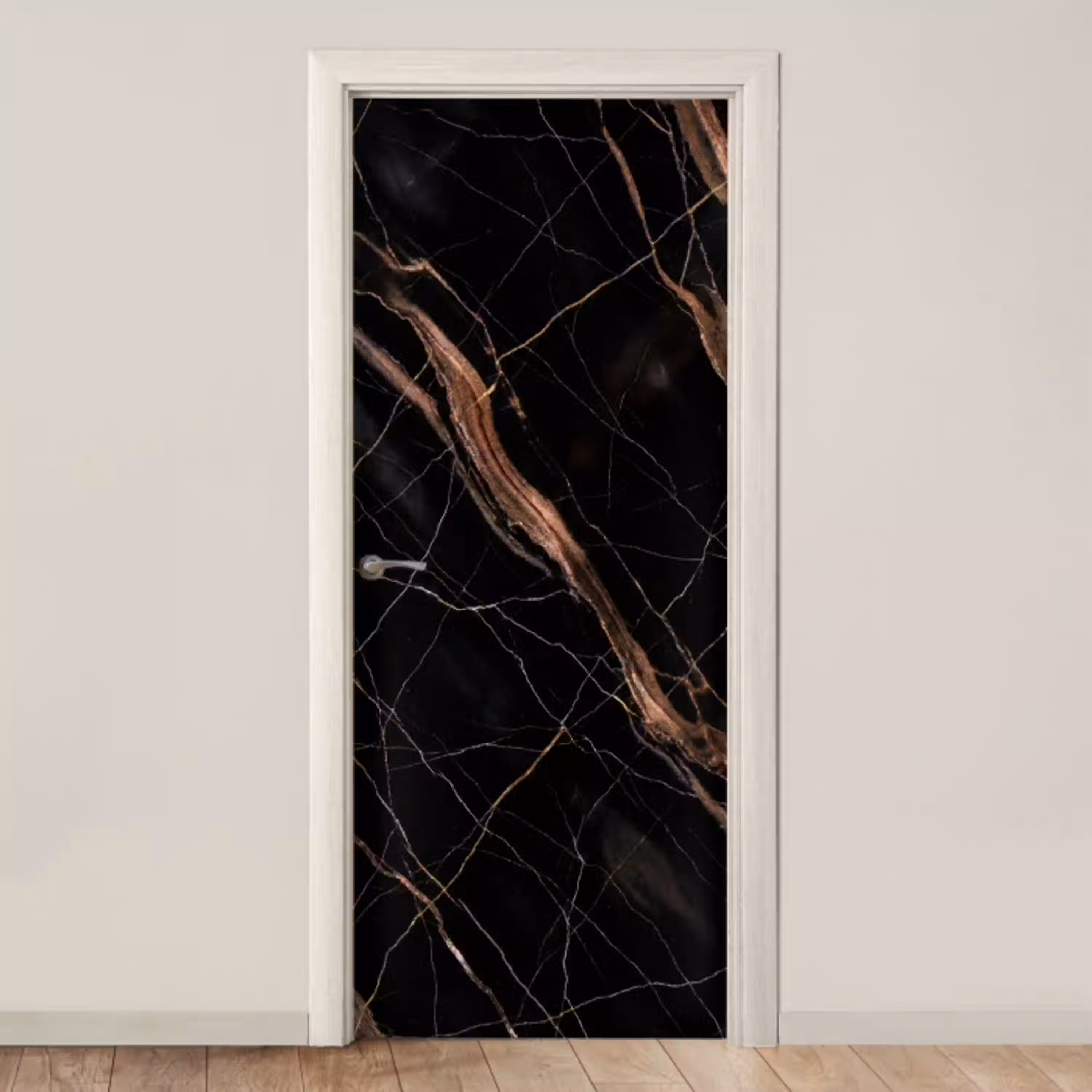 Marmer - Goud - Patroon - Luxe - Zwart deurposter klein -3d_beige