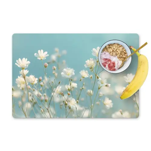 Stengels - Bloemen - Lucht - Wit Placemat vinyl groot -zzzproduct_Kitchenyeah-website