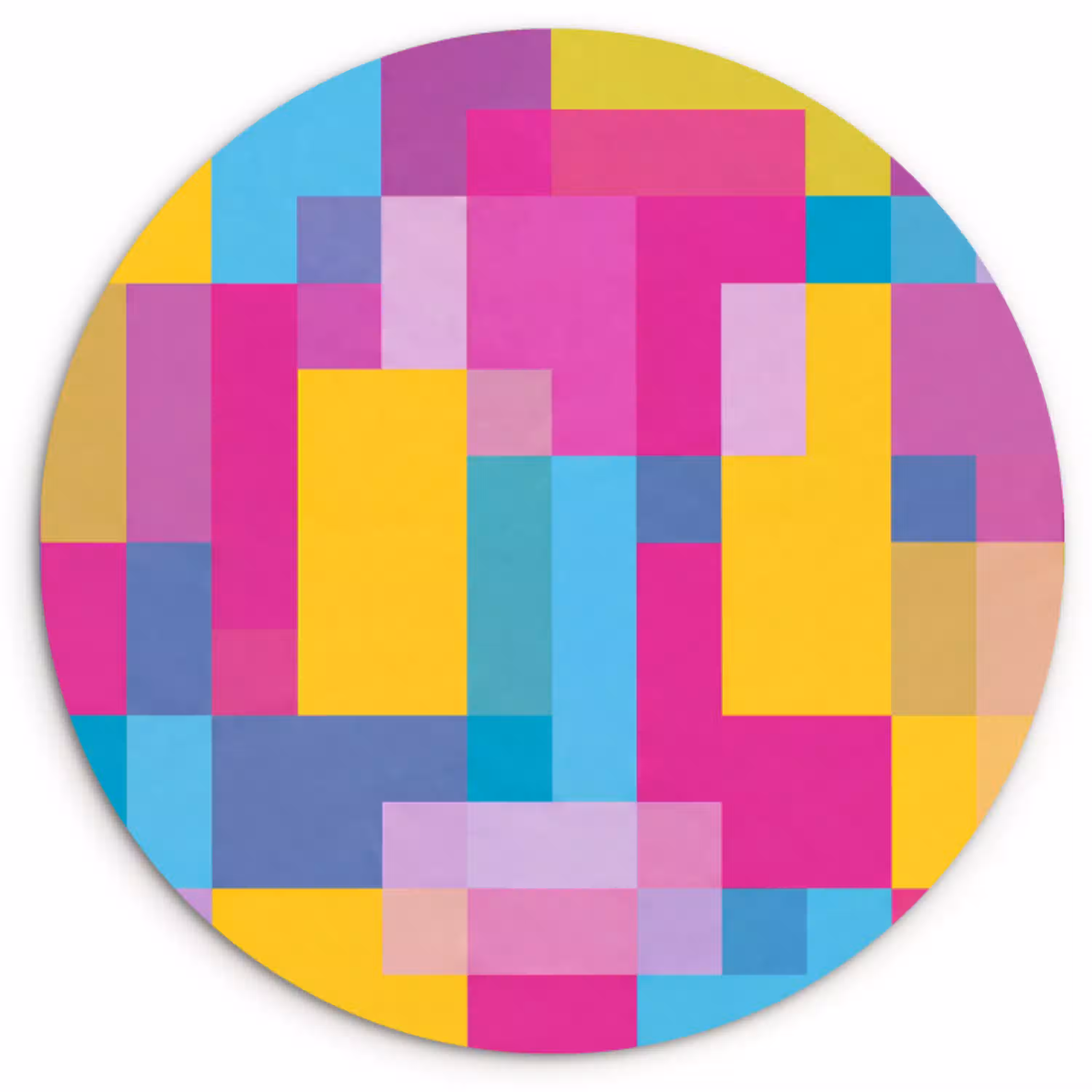 Abstract - Geometrisch - Kunst - Kleurrijk - Modern Wandcirkel kunststof plaat 5mm dik klein -3d