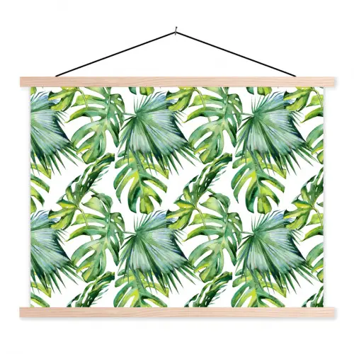 Inductie beschermer - Tropical - Bladeren - Jungle - Inductie mat textielposter latten blank klein -3d