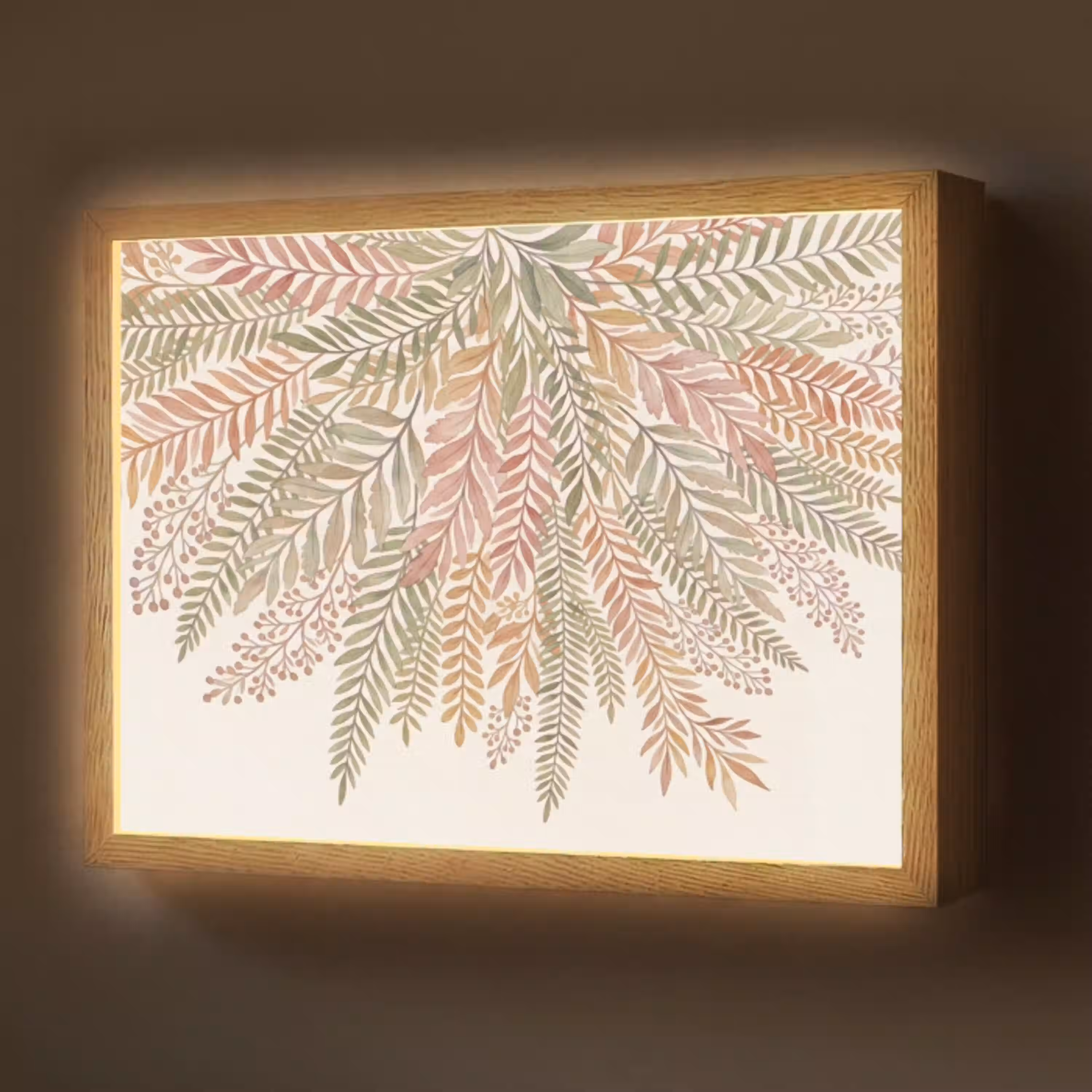 Botanisch - Aquarel - Kleurrijk Light Box met batterij (Wandlamp) middel -z3d_website