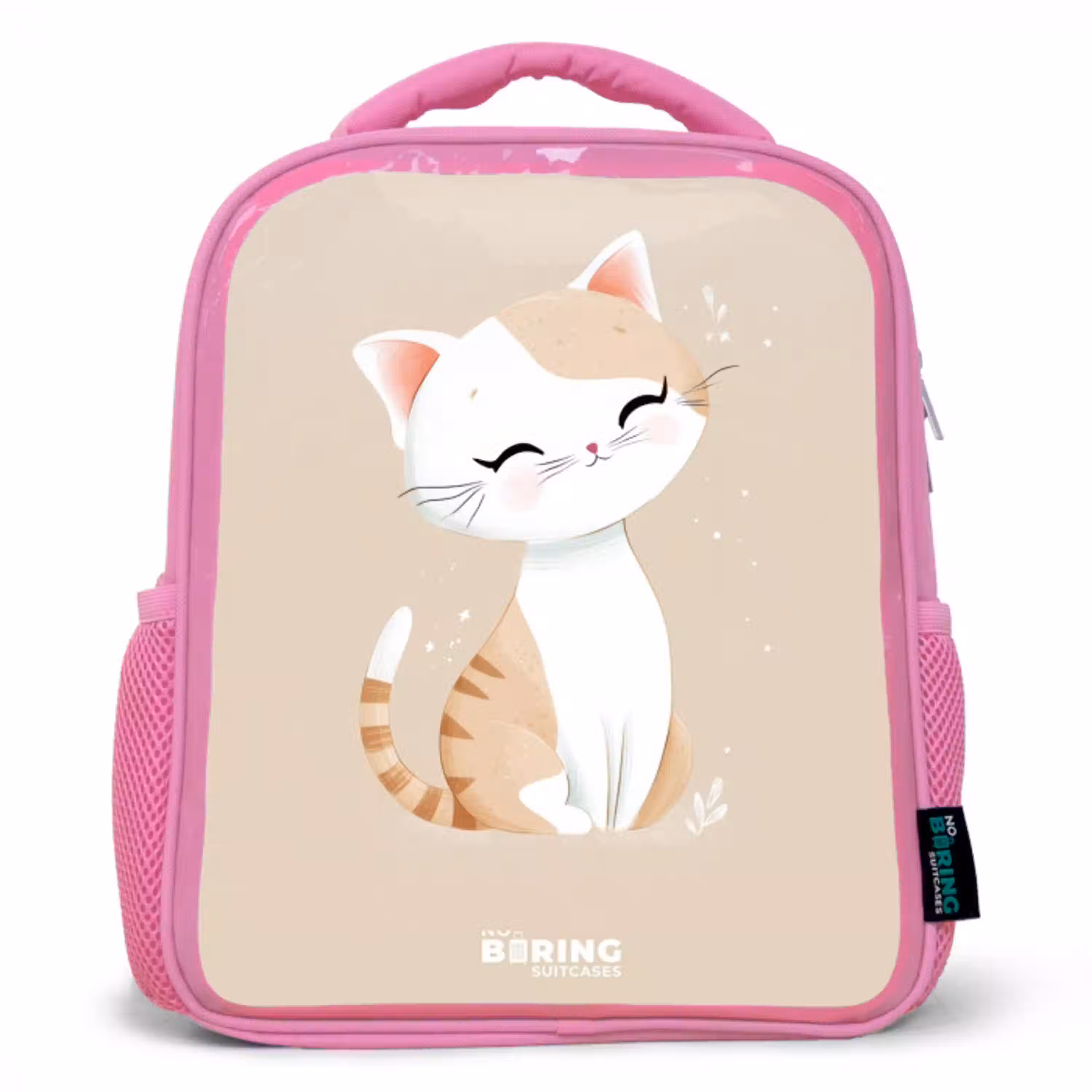 Kitten in de kleuren beige en wit Kinderrugzak - Roze middel -3d