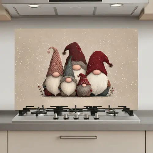 Kabouters - Kerst - Sneeuw - Puntmutsen keuken achterwand spatscherm klein -3d_website