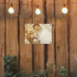 Granen - Hout - Kom - Beige tuinposter los doek klein -sfeer1
