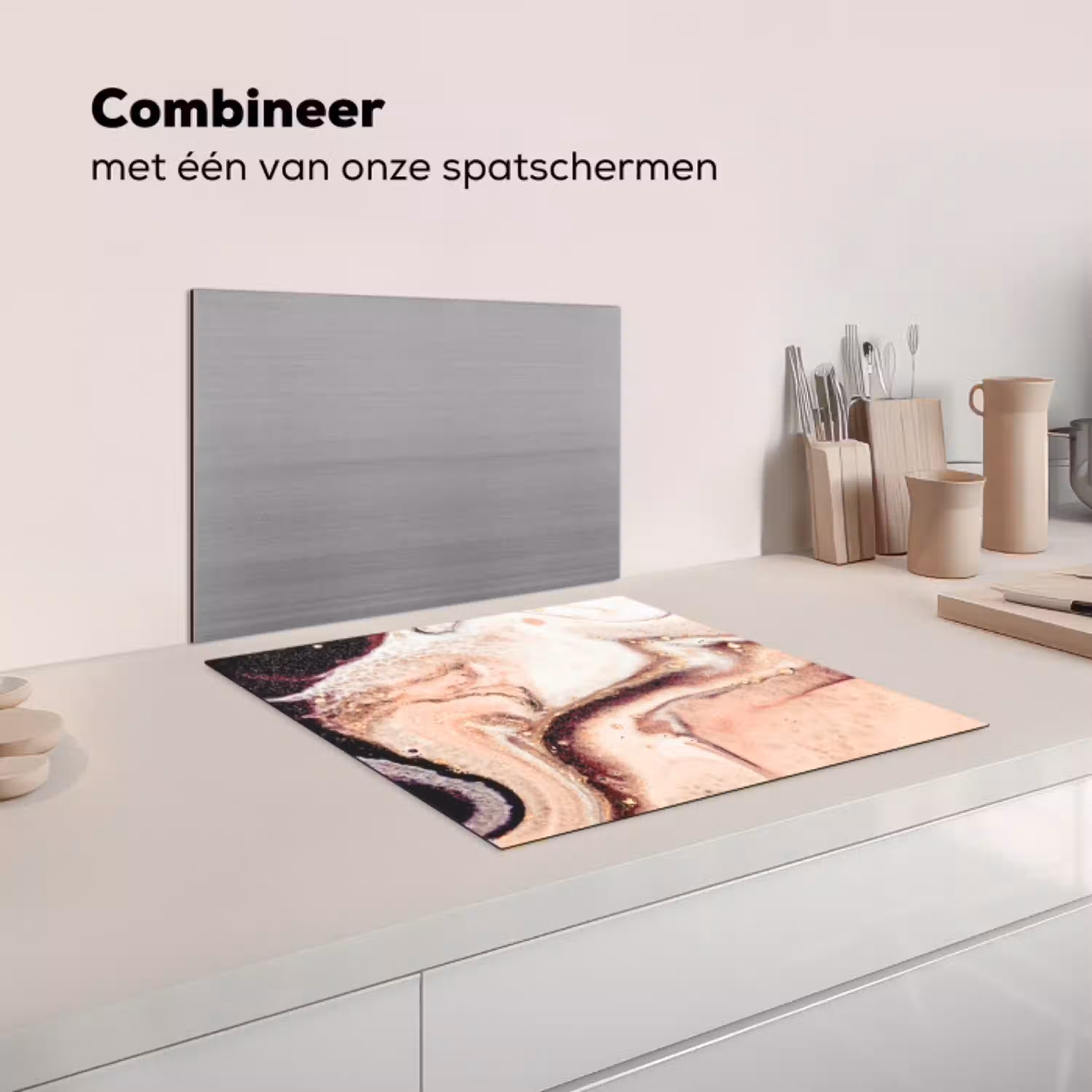 Steen - Marmer - Edelsteen - Abstract - Natuur - Roze Inductie beschermer vinyl 3mm middel -wsfeer7_website