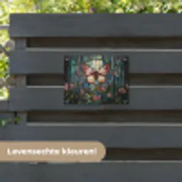 Vlinder - Roze - Bloemen - Bladeren tuinposter los doek klein -sfeer3