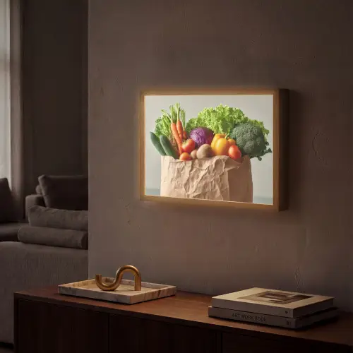 Papieren - Boodschappen - Groente - Kleurrijk Light Box met batterij (Wandlamp) middel -sfeer1