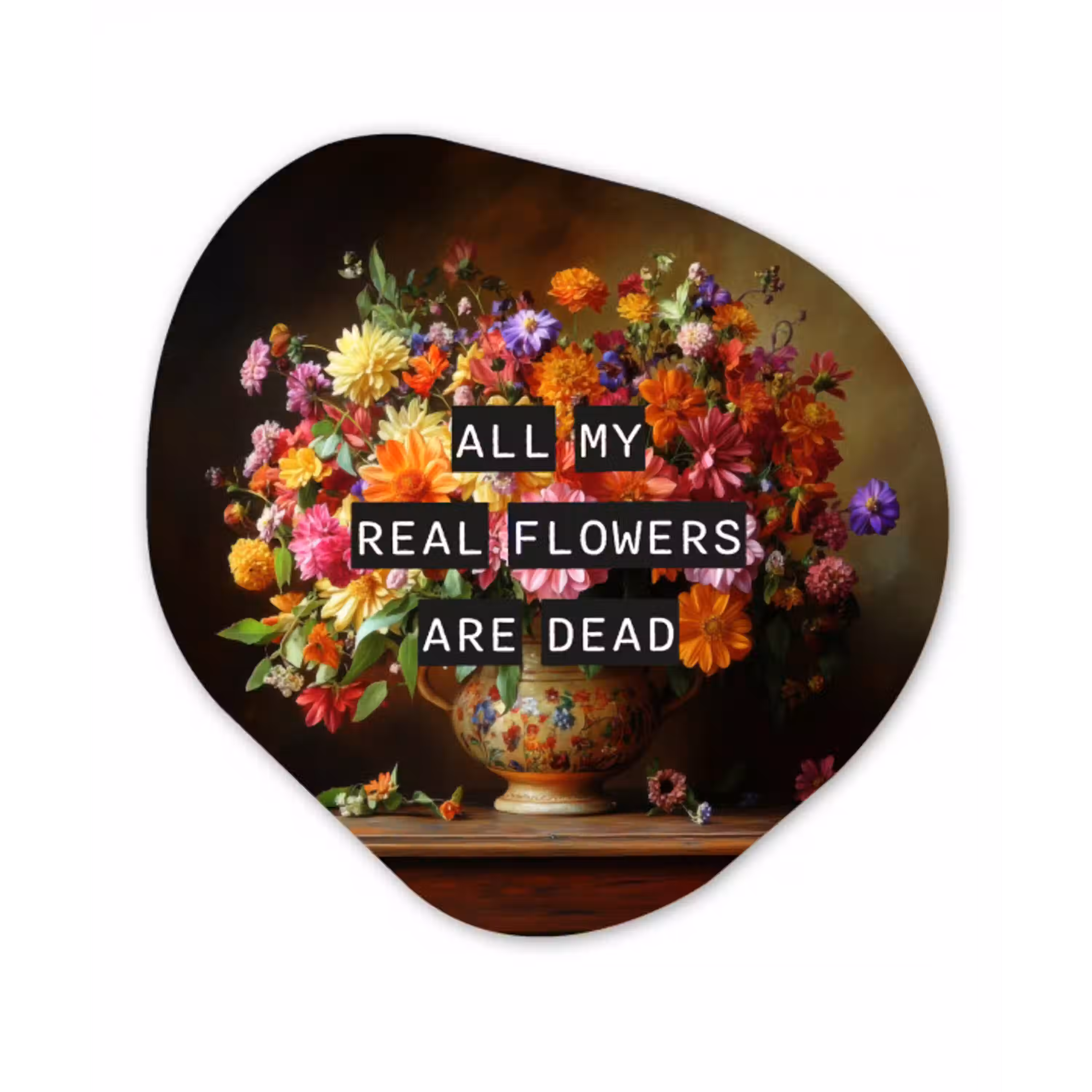 Kleur - Bloemen - Vintage - Bloemenvaas Wandcirkel Organisch Forex 3mm klein -3d