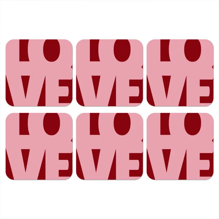 Love - Rood - Blokletters onderzetter kurk middel -3d