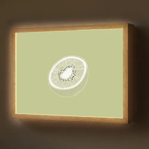 Kiwi - Lijntekening - Minimalistisch - Groen Light Box met batterij (Wandlamp) middel -z3d_website