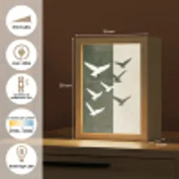 Japandi - Vogel - Groen Light Box met kabel (Tafellamp) klein -USP_FR