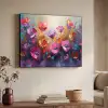 Bloemen - Paars - Kleurrijk - Handgeschilderd - Kunst Textielframe zwart klein -sfeer3