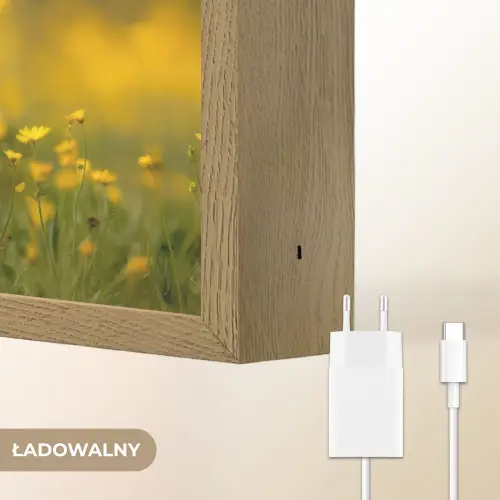 Lammetje - Gras - Bloemen - Geel Light Box met batterij (Wandlamp kind) middel -USP_websiteoplaadbaarNL