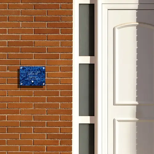 Blauwe rozen - Sierlijk Naambord Rechthoek middel -sfeer3-rechthoek-S