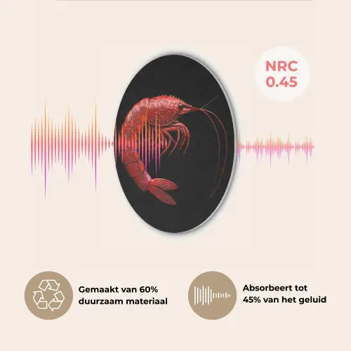 Garnaal - Rood - Dieren Akoestische PET Vilt - Rond klein -USP_NL
