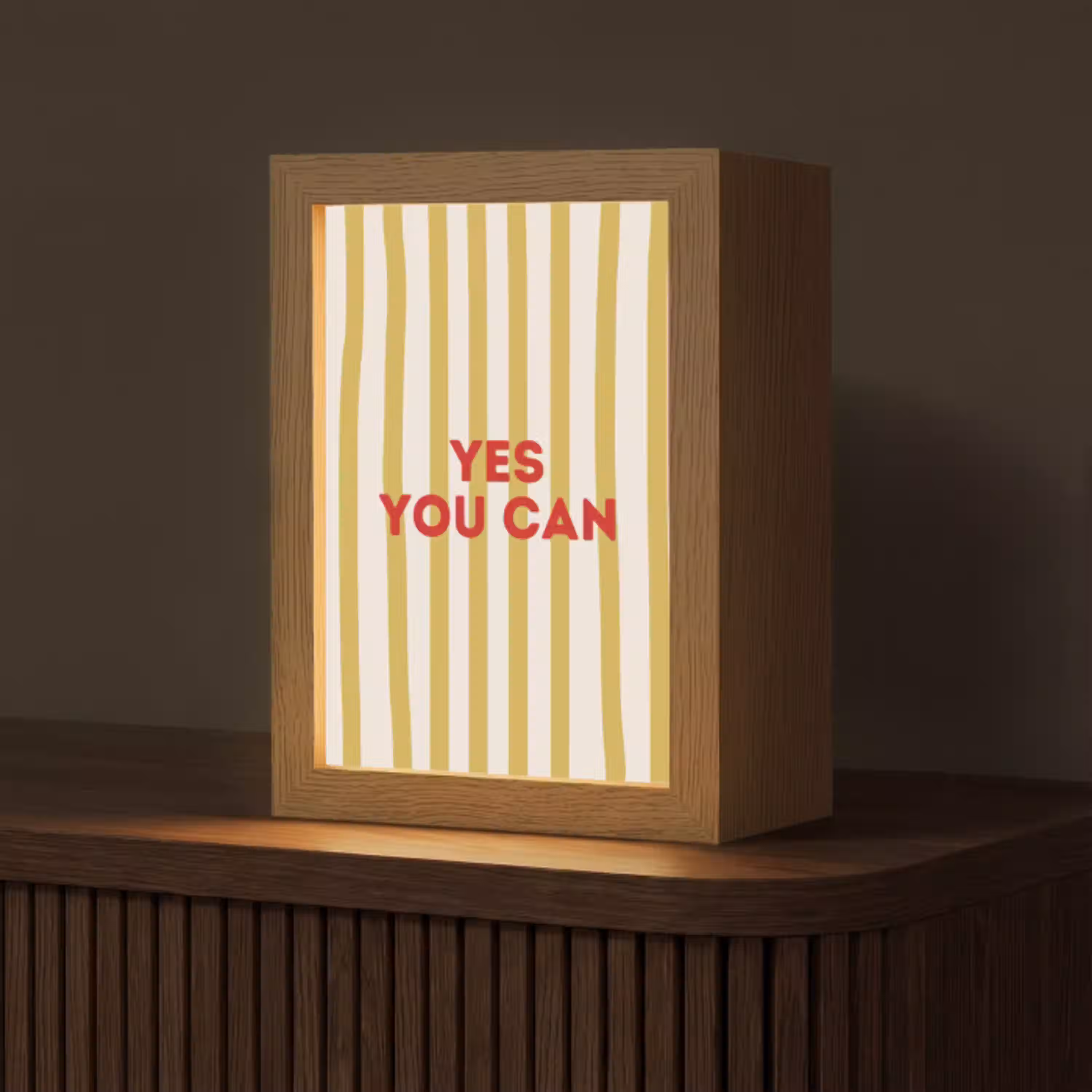 Strepen - Abstract - Yes you can - Rood Light Box met kabel (Tafellamp) klein -z3d_website