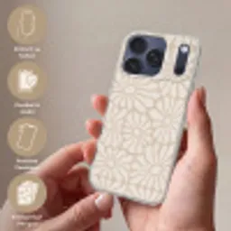 Bloemen - Print - Beige - Bruin - Minimalistisch Telefoonhoesje iPhone 17 Pro klein -sfeer3_DE