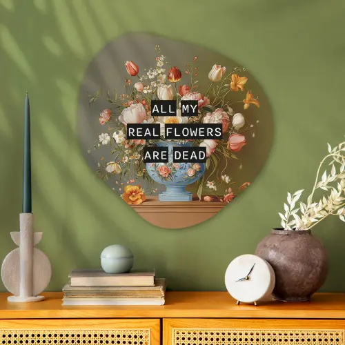 Bloem - Quote - Vintage - Art Wandcirkel Organisch Plexiglas middel -sfeer2