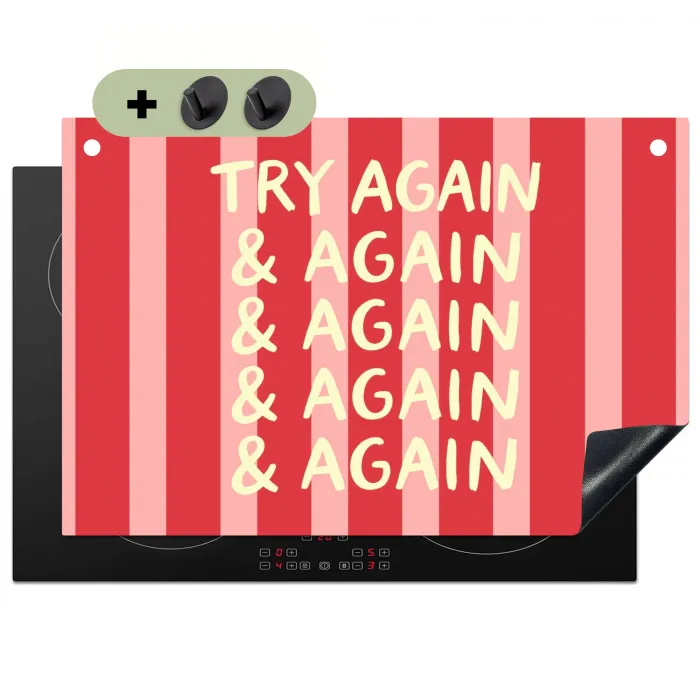 Strepen - Rood - Try again Inductie beschemer met haakjes klein -3d