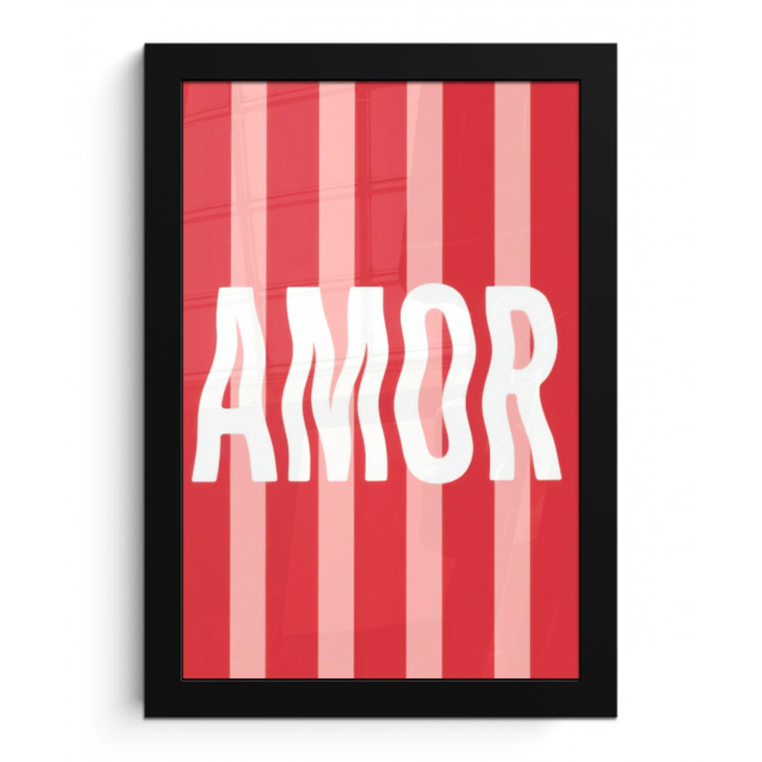 Amor - Strepen - Rood - Roze fotolijst zwart zonder passe partout klein -3d