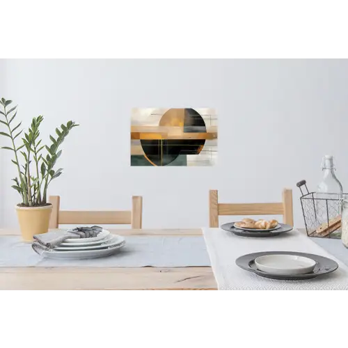 Abstract - Goud - Brons - Groen - Vormen - Modern Muursticker klein -eettafel