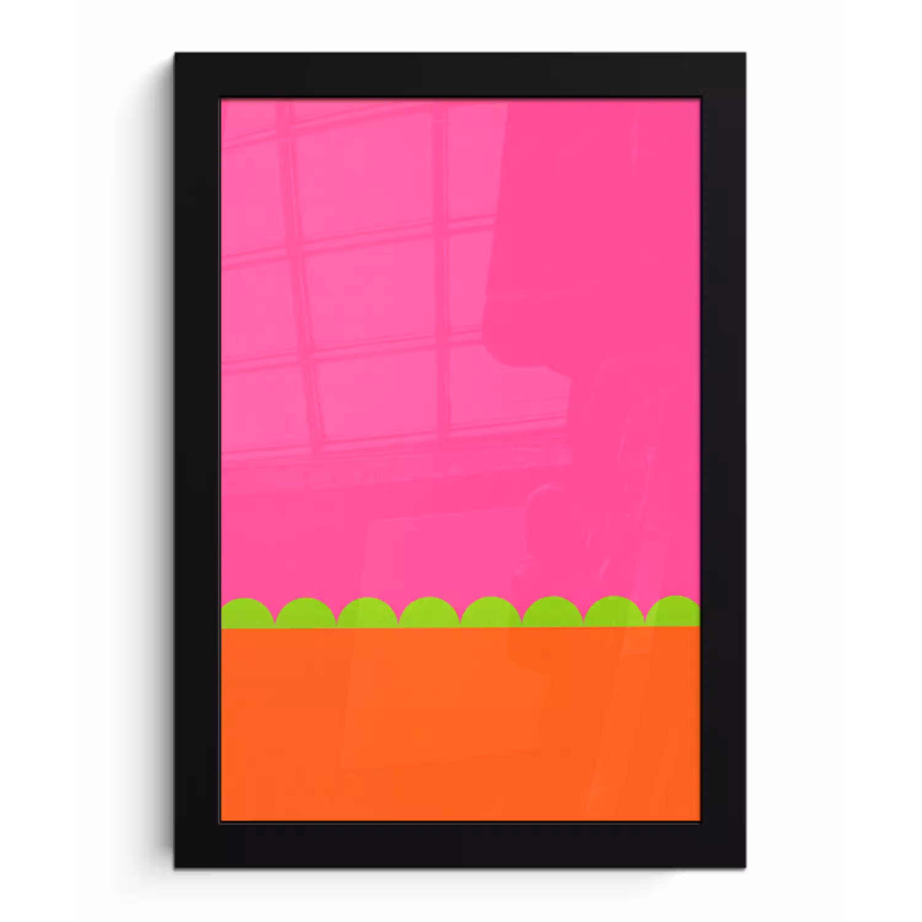 Abstract - Geometrisch - Kleurblokken - Roze - Oranje fotolijst zwart zonder passe partout klein -3d