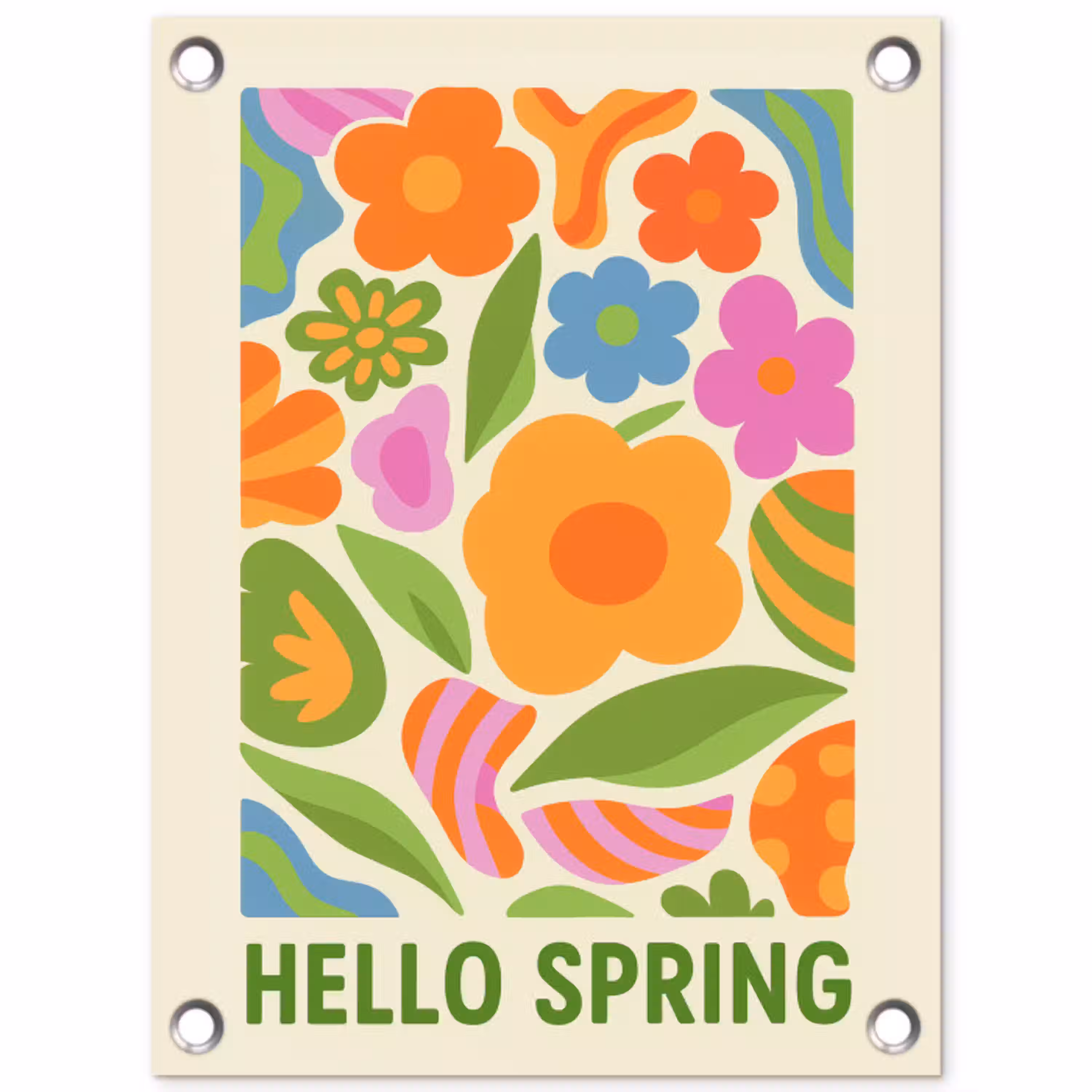 Illustratie - Bloemen - Quote - Kleurrijk tuinposter los doek klein -3d