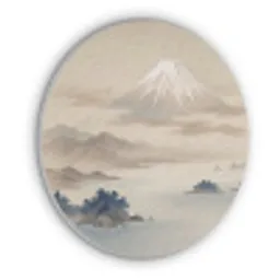 Japans - Landschap - Beige Akoestische PET Vilt - Rond klein -3d
