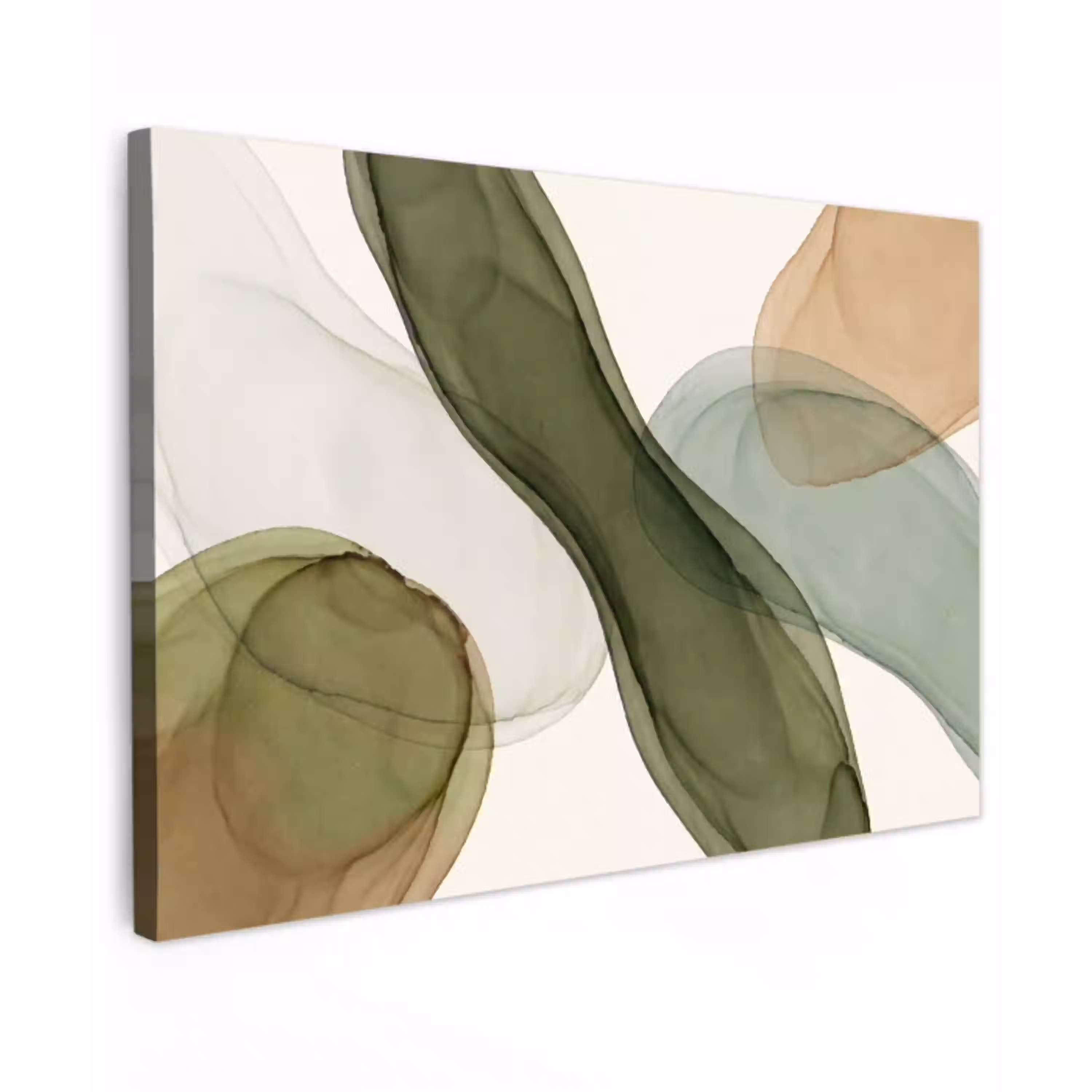 Abstract - Vormen - Modern - Kunst - Groen - Bruin Tuinposter op houten frame 2 cm dik klein -3d