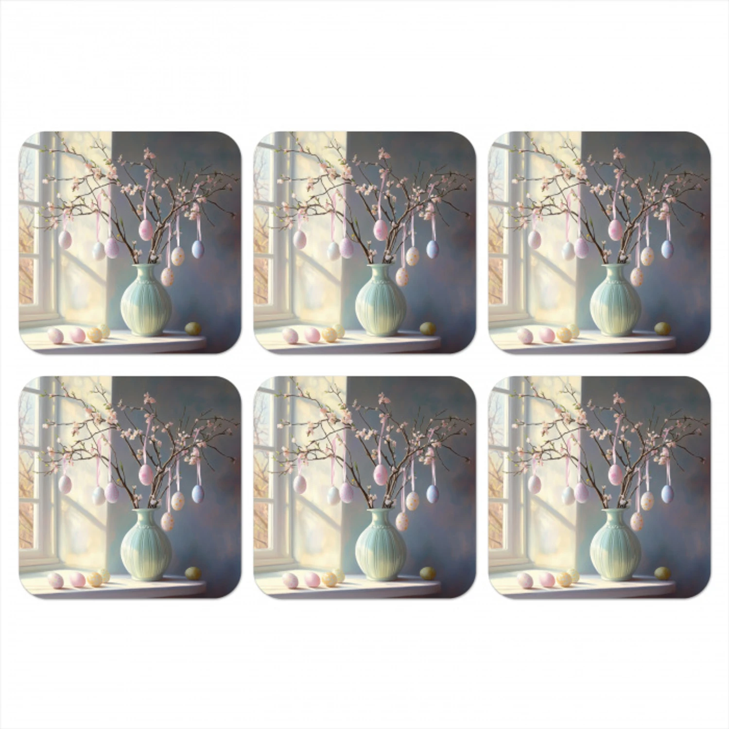 Stilleven - Vaas - Paastak onderzetter kurk middel -3d