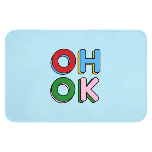Oh ok - Blauw - Kleurrijk Badmat klein -3d