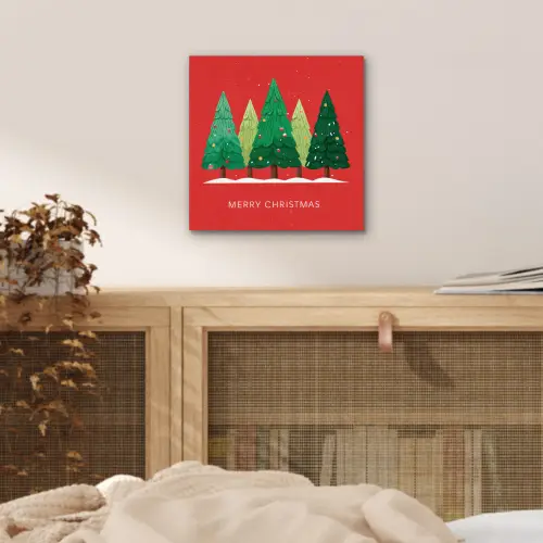 Minimalistisch - Kerstbomen - Rood - Sneeuw aluminium wit klein -sfeer3