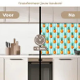 Ananas - Strepen - Groen keuken achterwand 2 middel 871 -voor-na2_NL