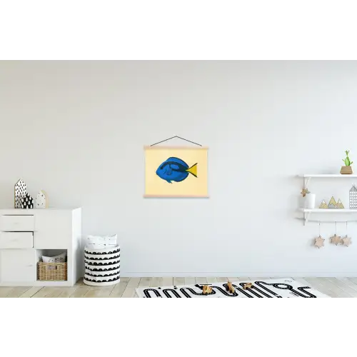 Blauw - Dory - Vis - Staartvin textielposter latten blank klein -kinderkamer