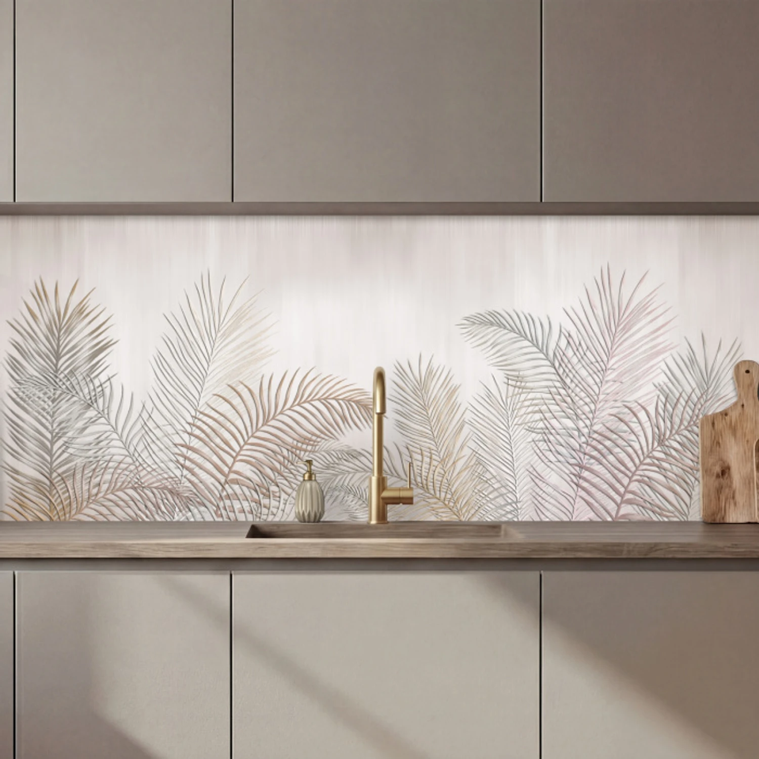 Bladeren - Beige - Botanisch - Vintage keuken achterwand 2 middel zz_3dshopping