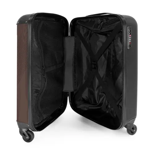 Minimal - Kruisende lijnen op donkerbruin NBS - Handbagage koffer - Unisex middel -binnenkant