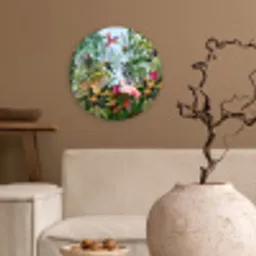 Jungle - Natuur - Jongens - Meisjes - Kinderen - Zebra - Flamingo Wandcirkel kunststof plaat 5mm dik klein -sfeer1