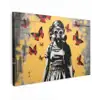 Meisje - Gasmasker - Vlinders - Graffiti canvas 2cm klein -z3d