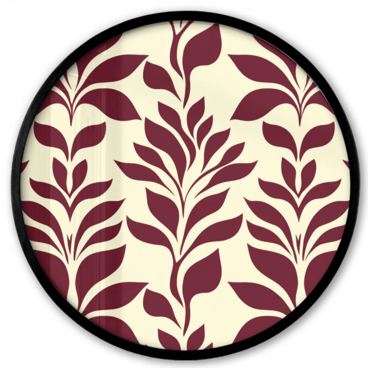 Abstract - Bladeren - Burgundy Fotolijst rond zonder passe partout klein 856 -3d